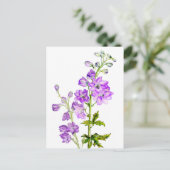 Lila Delphine in Aquarellkartons Postkarte (Stehend Vorderseite)