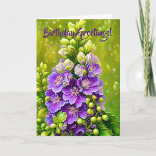 Lila Delphinium Blume Art Campo Karte