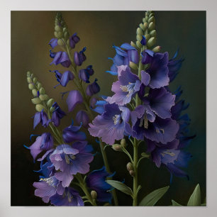 Lila Delphinium-Blume Art Print Poster