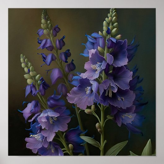Lila Delphinium-Blume Art Print Poster (Vorne)