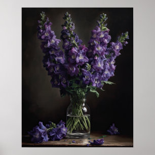 Lila Delphinium-Blume Art Print Poster