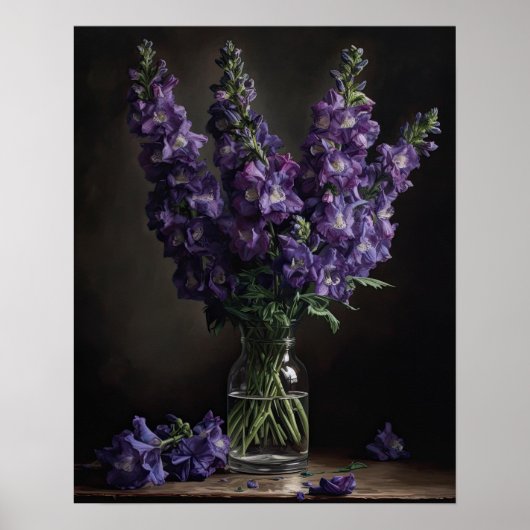 Lila Delphinium-Blume Art Print Poster (Vorne)