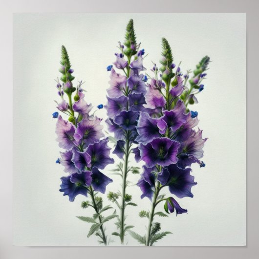 Lila Delphinium-Blume Art Print Poster (Vorne)