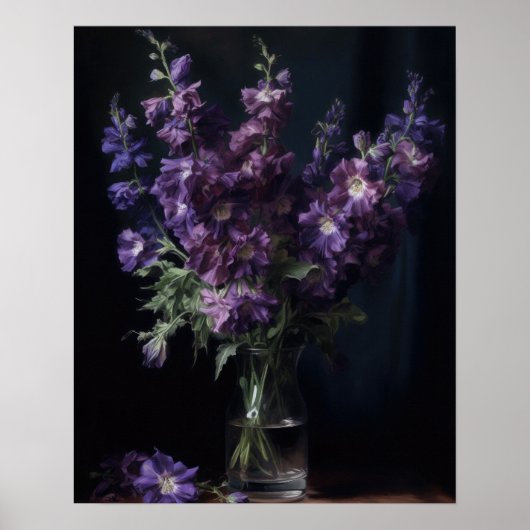 Lila Delphinium-Blume Art Print Poster (Vorne)