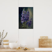 Lila Delphinium-Blume Art Print Poster (Küche)
