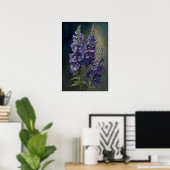 Lila Delphinium-Blume Art Print Poster (Heimbüro)