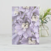 Lila Delphinium Blume Flat Dankeschön Karte (Stehend Vorderseite)