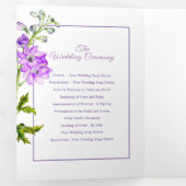 Lila Delphinium-Blume Hochzeit in Aquarellen Dreifach-gefaltete Programmkarte (Innen Erste Seite)