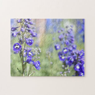 Lila Delphinium-Blume Naturfotografie Garten Puzzle
