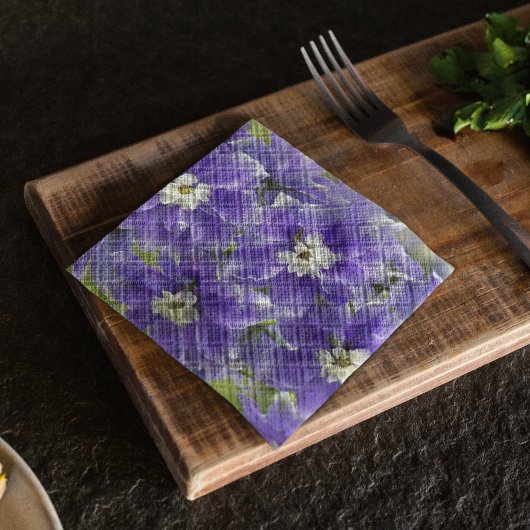 Lila Delphinium Floral Serviette