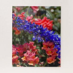 Lila Delphinium und orangefarbene Löwenmaul, Palo Puzzle