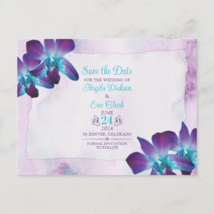 Lila Dendrobium Orchid Wedding Save the Date Postkarte