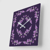 Lila Dendrobium Orchids Motif Quadratische Wanduhr (Winkel)