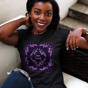 Lila Dendrobium Orchids Motif T-Shirt