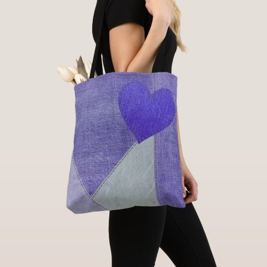 Lila Denim Heart Tote Bag Tasche (Von Nahem)