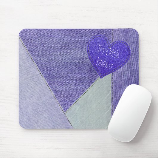 Lila Denim Herz mit Zitat Maus Pad Mousepad (Mit Mouse)