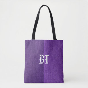 Lila Denim Jeans Fabric Monogram Personalisiert Tasche