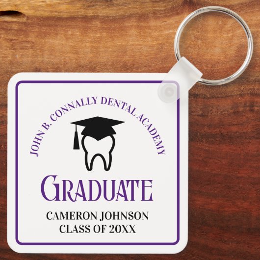 Lila Dental School Custom Abschluss Geschenk Schlüsselanhänger (Rückseite)