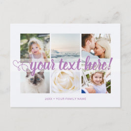 Lila Der benutzerdefinierte Text 6 Fotos wird univ Postkarte