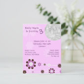 Lila der Brithday des Blumen-Mädchens Party Einladung (Stehend Vorderseite)