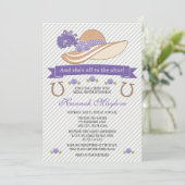 Lila Derby-Hut-Brautparty Einladung (Stehend Vorderseite)
