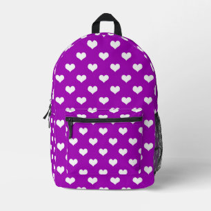 Lila Design der weißen Liebe Herzmuster Bedruckter Rucksack