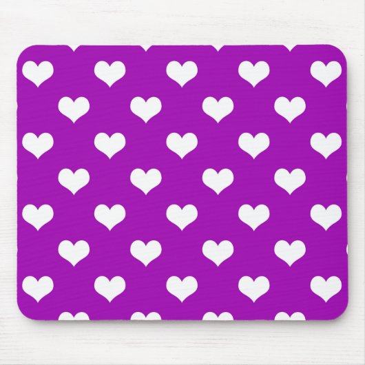 Lila Design der weißen Liebe Herzmuster Mousepad (Vorne)