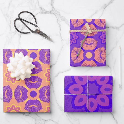 Lila Design Geschenkpapier Set (Vorderseite)