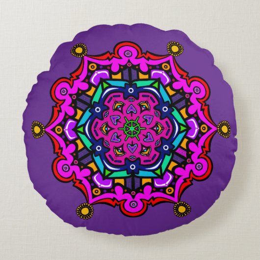 Lila Design Rundes Kissen (Vorderseite)