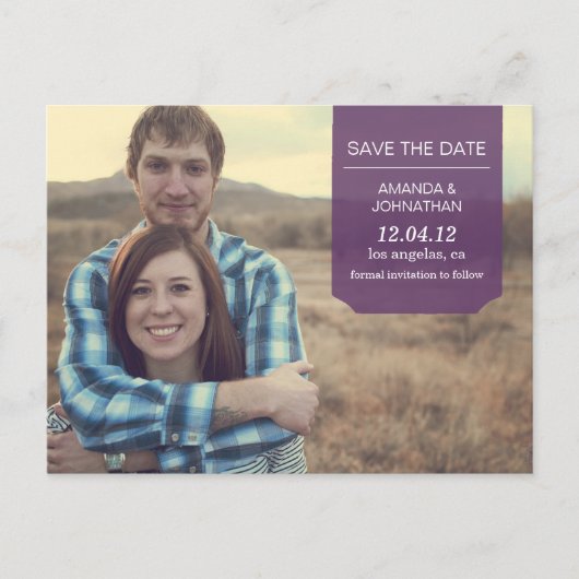 Lila Design Save the Date Postkarten (Vorderseite)