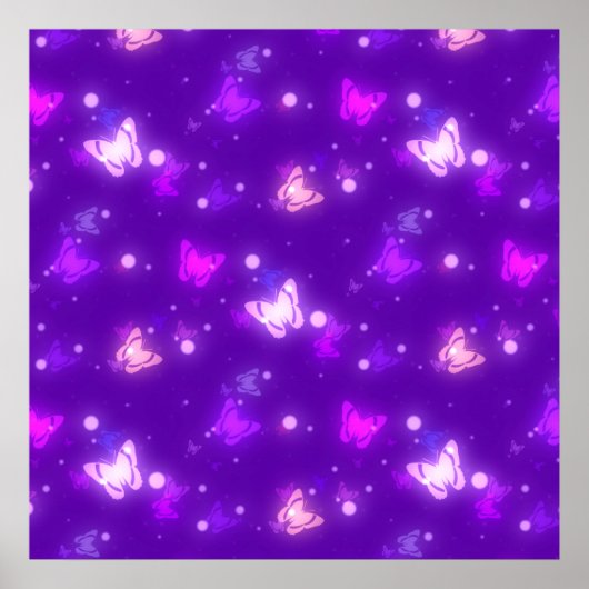 Lila Design von hellen Glühschmettern Violett Poster (Vorne)