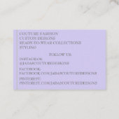 Lila Designermode Couture Visitenkarte (Rückseite)