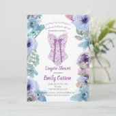 Lila Dessous-Dusche Elegantes Brautparty Einladung (Stehend Vorderseite)