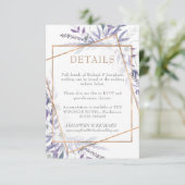 Lila Detailkarte für geometrische Folien RSVP Karte (Stehend Vorderseite)