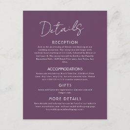 Lila Details Großer Hochzeitstichtafel Begleitkarte