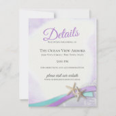 Lila Details und Informationen zu Starfish und Spi Einladung (Vorderseite)