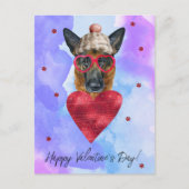 Lila deutscher Schäferhund Valentinstag Feiertagspostkarte (Vorderseite)