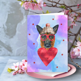 Lila deutscher Schäferhund Valentinstag Karte