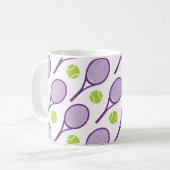 Lila diagonale Tennisschläger Kaffeetasse (Vorderseite Links)