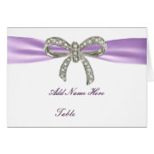 Lila Diamant Bow Hochzeitstisch-Platzkarte (Vorderseite (Horizontal))
