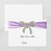 Lila Diamant Bow Hochzeitstisch-Platzkarte Einladung (Vorne/Hinten)