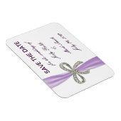 Lila Diamant Bow Wedding speichert das Date Magnet (Rechte Seite)