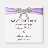 Lila Diamant Bow Wedding speichert das Date Magnet (Vorne)