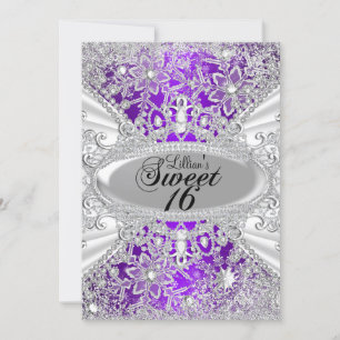 Lila Diamant-Schneeflocke Winter Wonderland Sweet1 Einladung