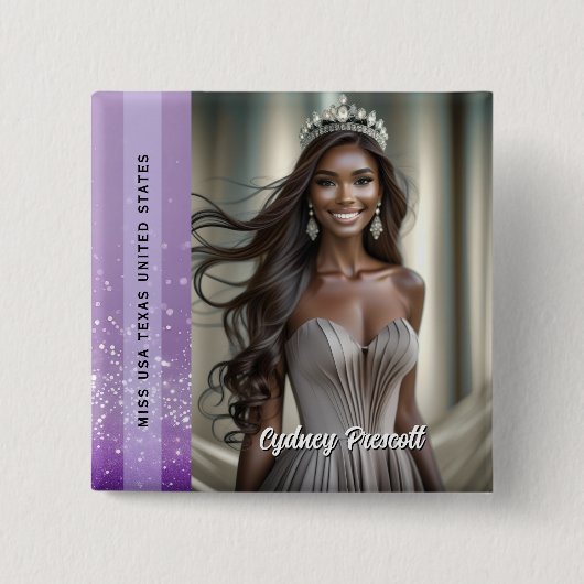 Lila Diamant-Seitensash-Foto-Button Button (Vorderseite)