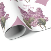Lila Diamantdruck mit Lilac-Blume zum Geburtstag Geschenkpapier (Rolleneckpunkt)