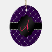 Lila Diamanten des Monogramms Keramikornament (Rechts)