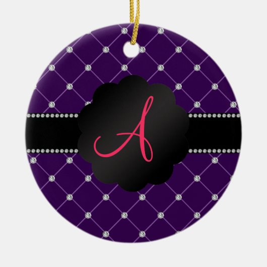 Lila Diamanten des Monogramms Keramikornament (Vorne)
