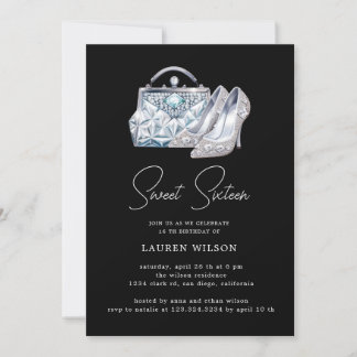 lila Diamanten Glitzer 16 . Geburtstag Geburtstag Einladung