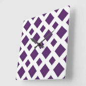 Lila Diamanten in Weiß Quadratische Wanduhr (Winkel)